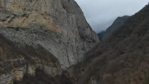 Slow Motion Drone Winter Mountain and Valley with Big Gey Rocky Stones 10 Stock Footage 239859125