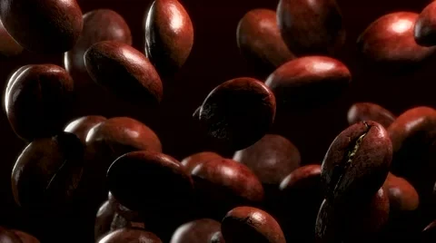 Slow motion drop roasted coffee beans - repeatly move Video stock 51165291