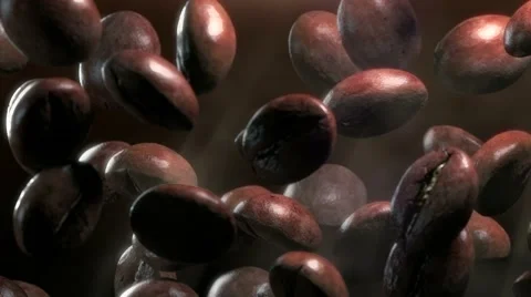 Slow motion drop roasted coffee beans - repeatly move Stock-Footage 51165320