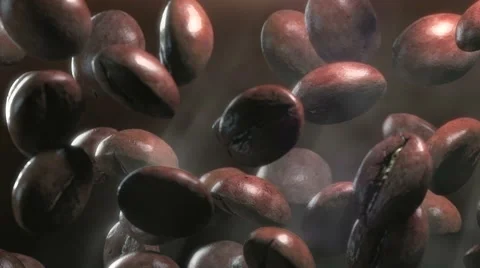 Slow motion drop roasted coffee beans - repeatly move Video stock 51165386