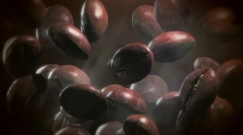 Slow motion drop roasted coffee beans - repeatly move Video stock 51165402