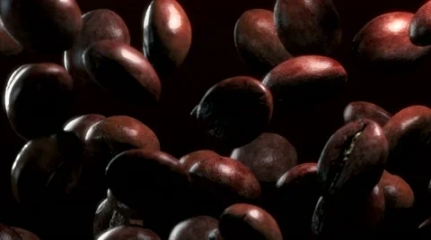 Slow motion drop roasted coffee beans - repeatly move Video stock 51165432