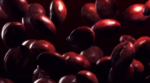 Slow motion drop roasted coffee beans - repeatly move Video stock 51165443
