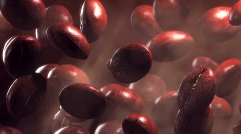 Slow motion drop roasted coffee beans - repeatly move Video stock 51165493
