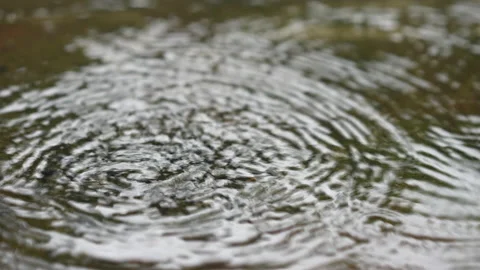 Slow motion droplet of rain falling on ground Vídeo Stock 217867819