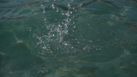 Slow motion of droplets falling on the surface of the water Stock Footage 112935421