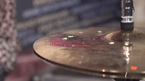 Slow motion of a drum hi-hat closing and opening Stock Footage 231469787
