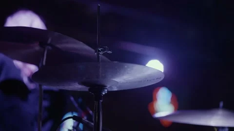 Slow motion drummer performing at live concert / music festival Stock Footage 210249263