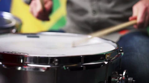Slow motion drumming at 120fps Stock Footage 50220699