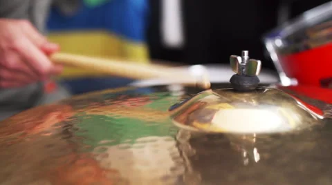 Slow motion drumming on cymbal Stock Footage 50218080