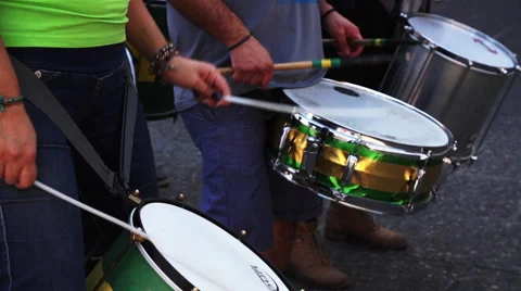 Slow motion drums - protest - youth band Stock Footage 67580324