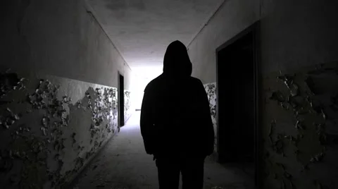 Slow motion of a drunken bum walking in an abandoned house Stock Footage 58613348