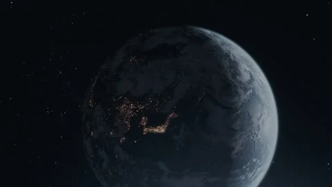 Slow-motion Earth rotation in space with mesmerizing atmospheric glow Video stock 300509348