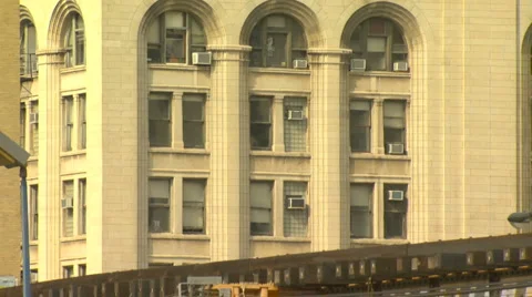 Slow Motion EL Train Passing Stock Footage