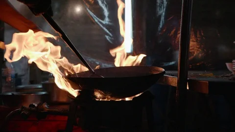 Slow motion of epic fried noodles Asian style Stock Footage 106366101