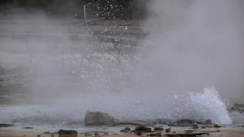 Slow Motion Erupting Geyser Video stock 76950572