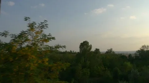Slow motion evening landscape passing by Stock Footage 43200005