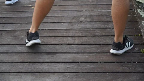 Slow motion - exercises show close up legs Stock Footage 124823523