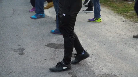 Slow motion - exercises show close up legs Stock Footage 124823965