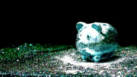Slow motion exploding piggy bank confetti Stock Footage 92609718