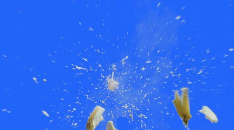 Slow motion explosion of water melon on blue screen. Shot 150fps on Red Dragon Stock Footage 40124080