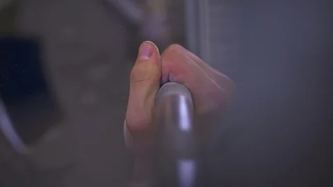 Slow Motion Extreme Close Up Man Grasping Weight Bar Stock Footage 85315071