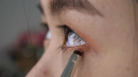 Slow motion, eyeshadow makeup eye beauty with brush Video stock 89809535