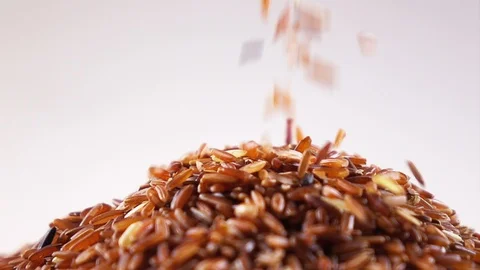 Slow motion of falling brown rice Video stock 102216467