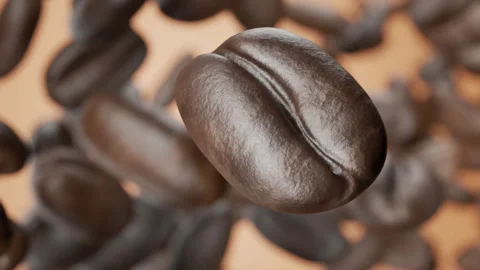 Slow-motion falling coffee beans close-up. Stock Footage 249522720