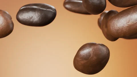 Slow-motion falling coffee beans close-up. Coffee beans for your design Stock Footage 249522760