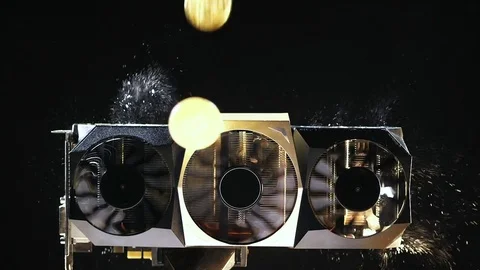 Slow Motion Falling on Coolers Coins Belong to Cryptocurrency Stock Footage 80567396