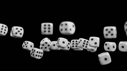 Slow motion of falling gaming dices on black background. Stock Footage 141314932