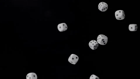 Slow motion of falling gaming dices on black background. Stock Footage 143052830