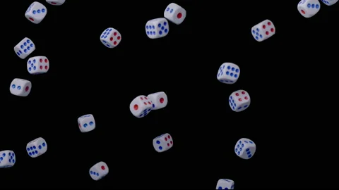 Slow motion of falling gaming dices on black background. Stock Footage 143052868