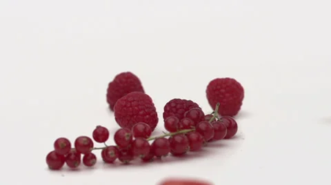 Slow motion falling red fruit Stock Footage 33801963