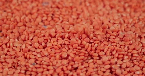 Slow Motion Falling Red Lentils. Macro Shot Lentil Texture Pattern Backgrou.. Stock Footage 318462888