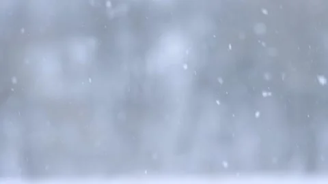 Slow motion of falling snow, blurred background in winter Stock Footage 204072559