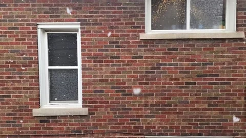 Slow Motion Falling Snow on Brick Video stock 196127578