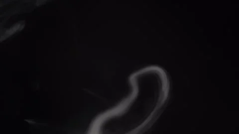Slow motion of falling white smoke ring  cloud isolated on black background Stock Footage 272171962