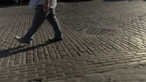 Slow Motion Feet Walking Down Pike Place Video stock 77476828