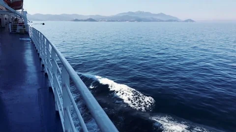 Slow motion of ferry boat sailing in the Mediterranean sea in Italy, Hd Vidéo 74314966