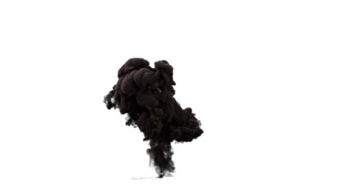 Slow motion fiery explosion with huge dense smoke Stock Footage 24616867