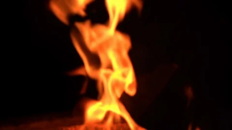 Slow motion fire on black background Stock Footage 97876649