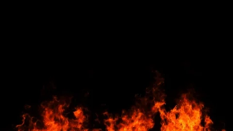 Slow motion of fire blasts isolated on black background Stock Footage 110693231