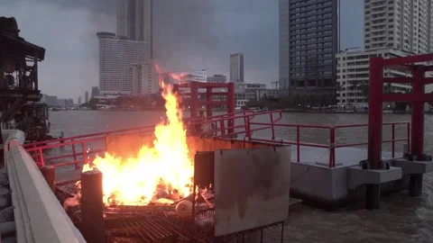 Slow motion of a fire burning. Video stock 254817607