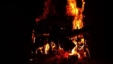 Slow motion of fire in close up Stock Footage 80916520
