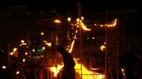 Slow motion fire construction Video stock 523014