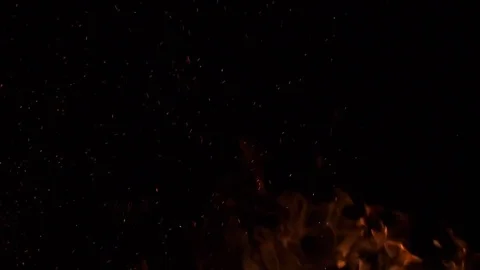 Slow Motion Fire with Embers Stock Footage 76180722