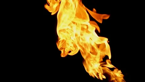 Slow motion of fire explosions on black background. Shot at 240 fps GX010403 Video stock 196759617