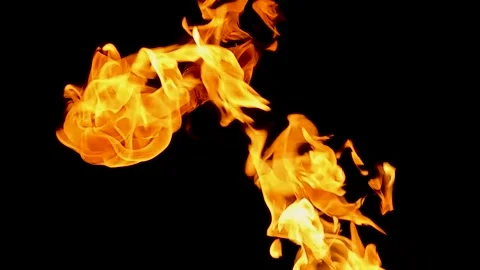 Slow motion of fire explosions on black background. Shot at 240 fps GX010403 Video stock 196759621